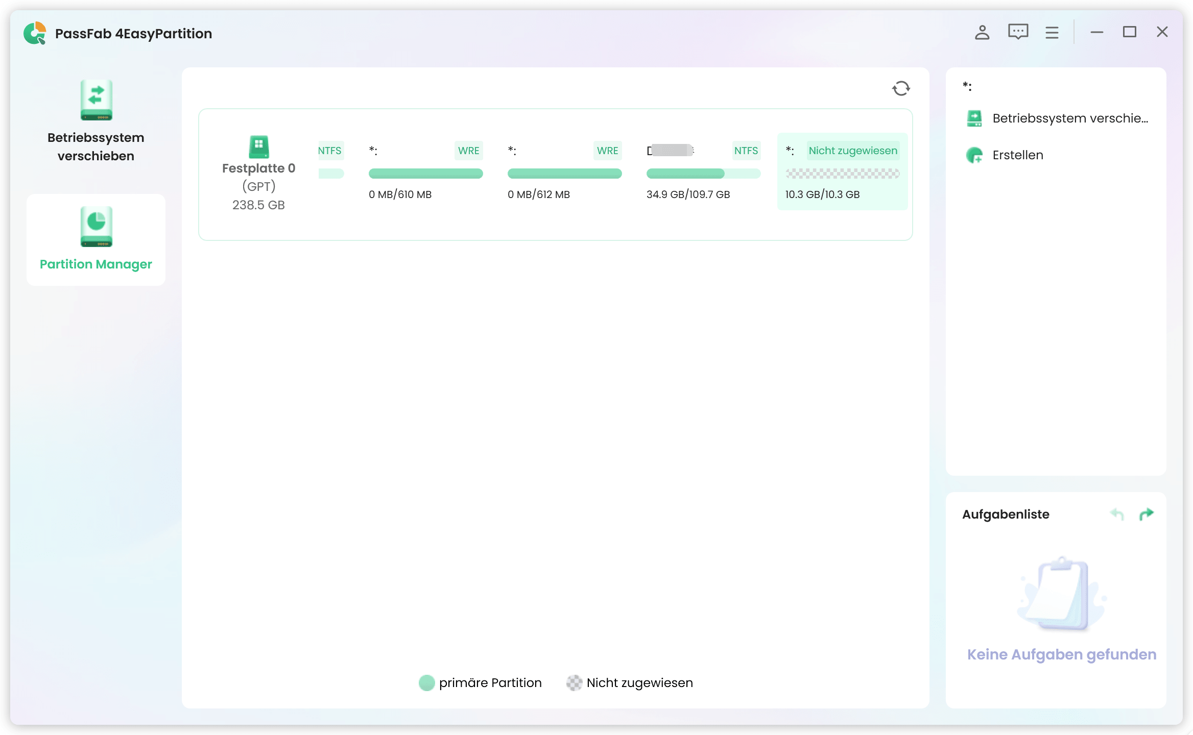 choose unallocated space