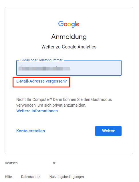 passwort vergessen