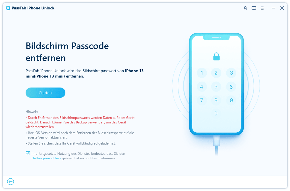 start remove iphone passcode