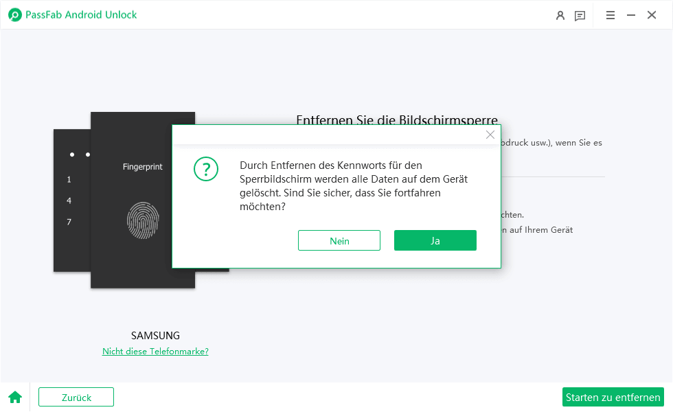 Android Muster Lock vergessen PassFab Android Unlocker