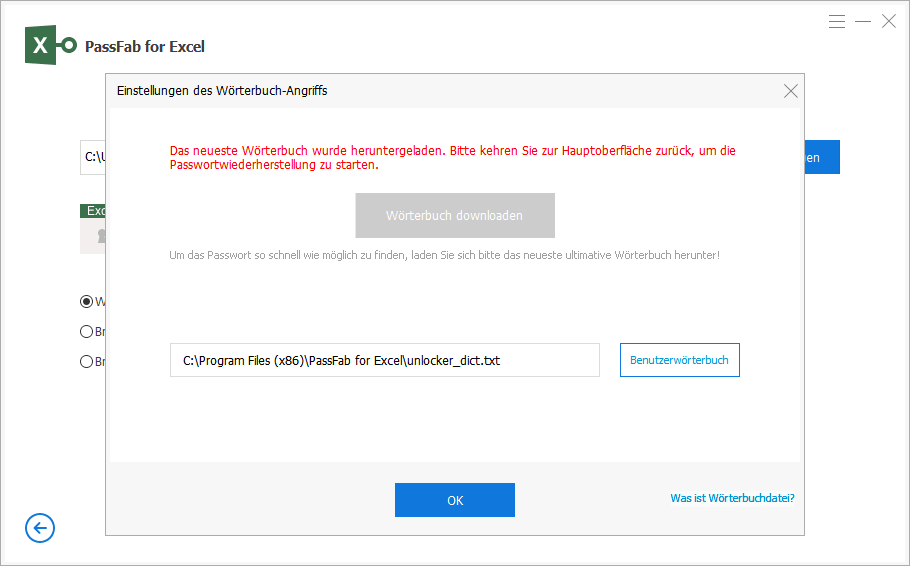 passfab for excel dictionary attack settings guide