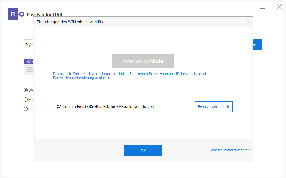 dictionary attack in passfab for rar