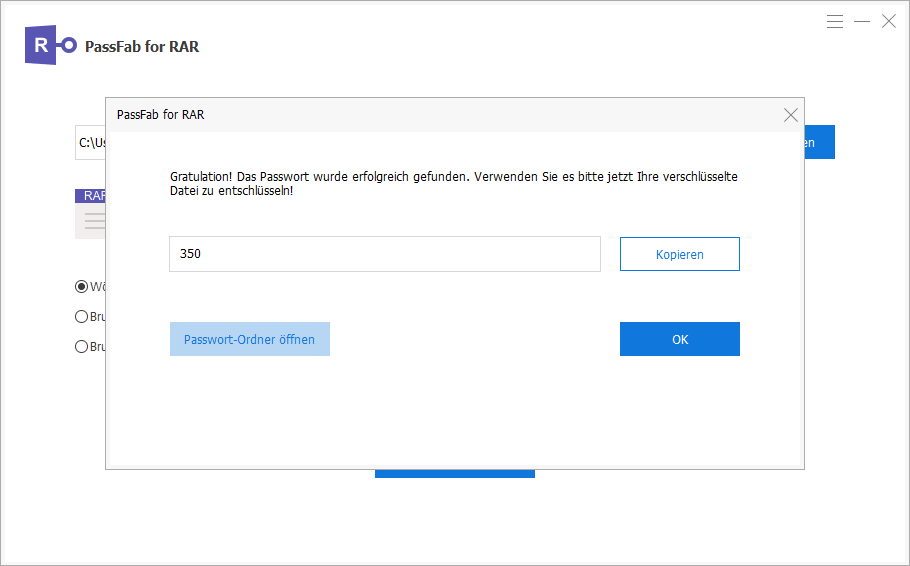 start check in passfab for rar