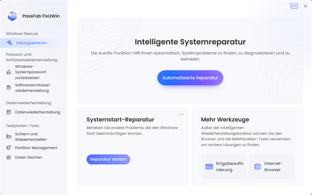 automatische Reparatur anklicken