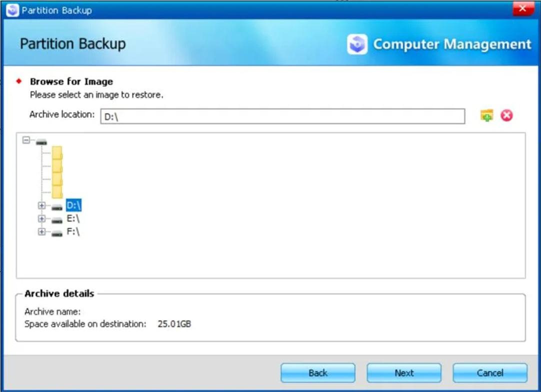 Klicken Sie auf Weiter zum Backup