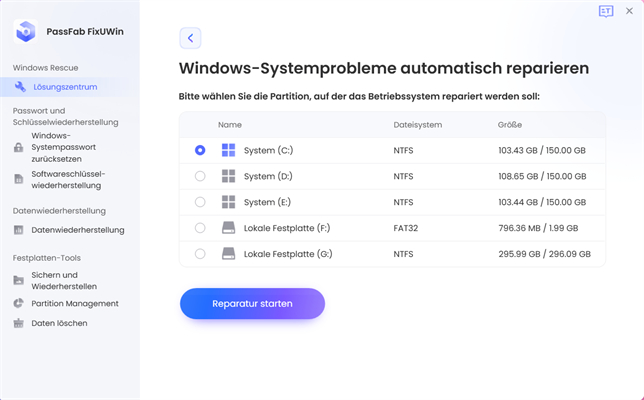 Partition auswählen