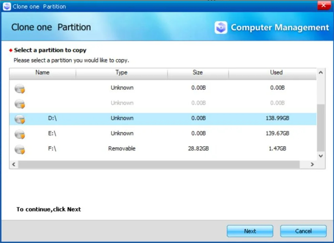 Klonen einer Partition
