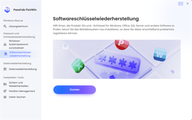 Wiederherstellungs-Software-Schlüssel