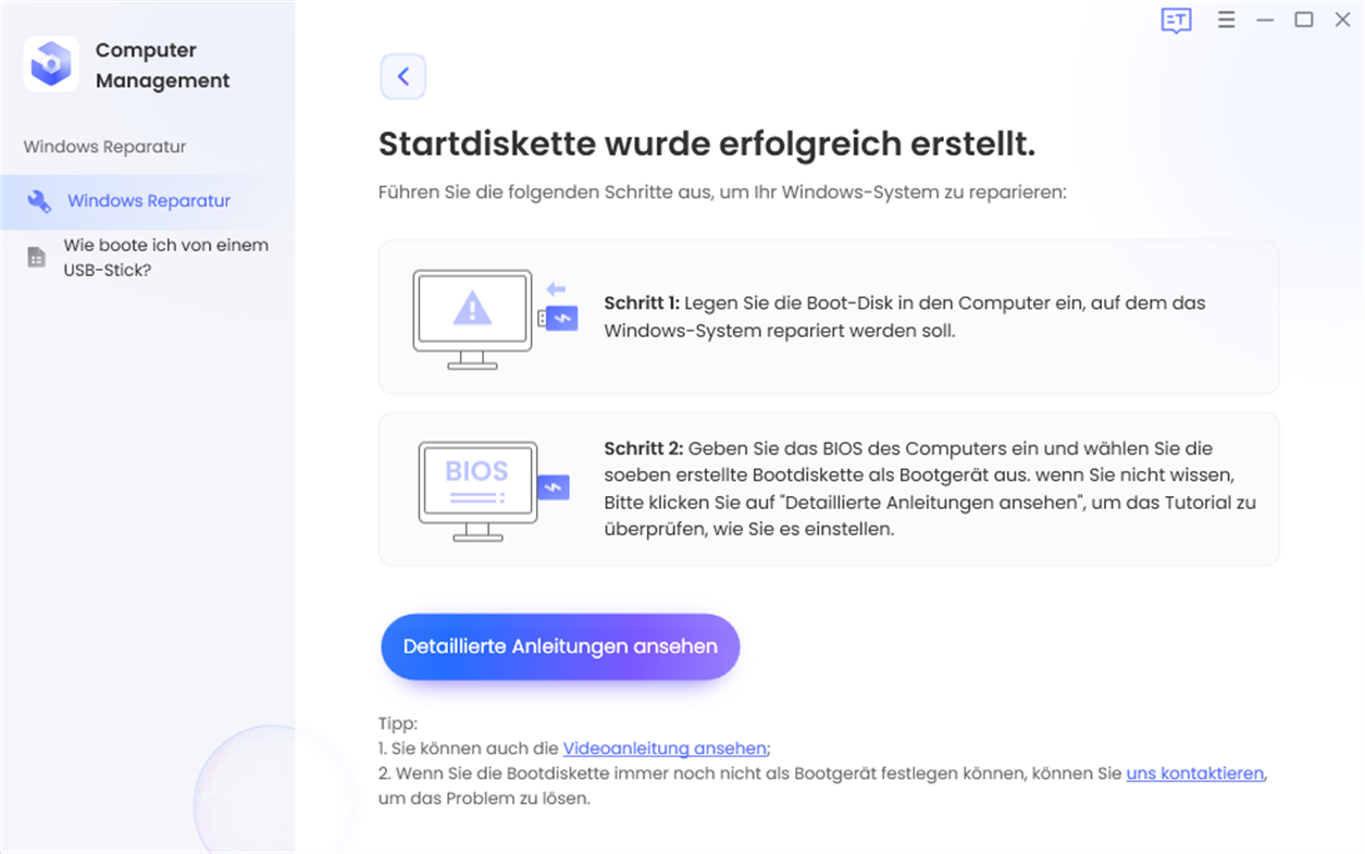 Boot-Diskette erfolgreich erstellt