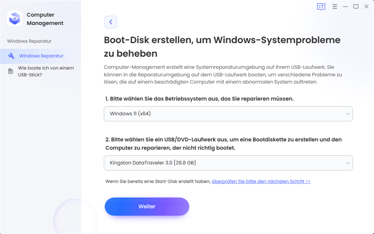 Bootmedium auswählen