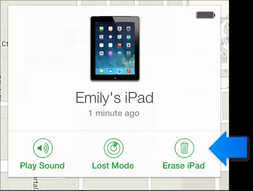 klicken auf loesche ipad