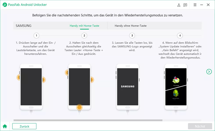 in den Wiederherstellungsmodus wechseln