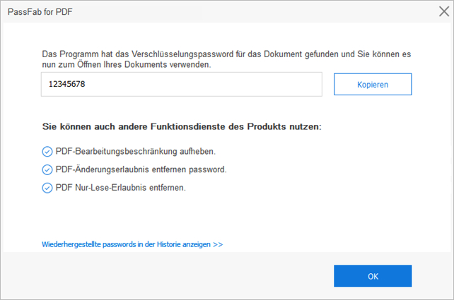 PDF-Passwort wird angezeigt