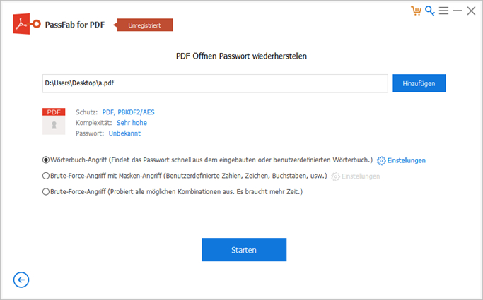 geschützt pdf datei importieren