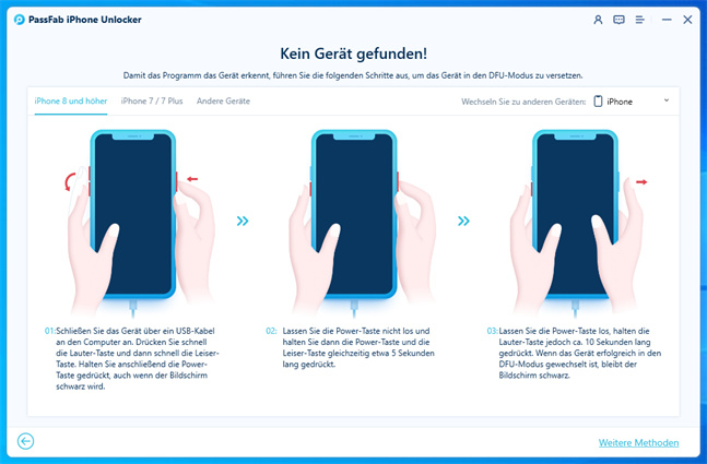 dfu modus stellen