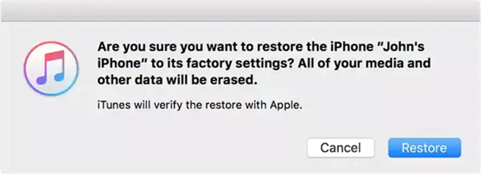 klicken auf restore zu stimmen