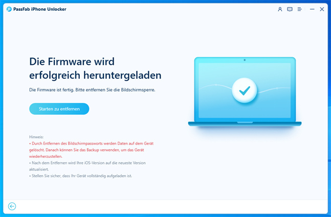 firmware wird erfolgreich herunterladet
