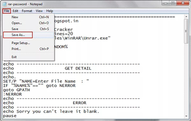 knacken winrar password mit notepad