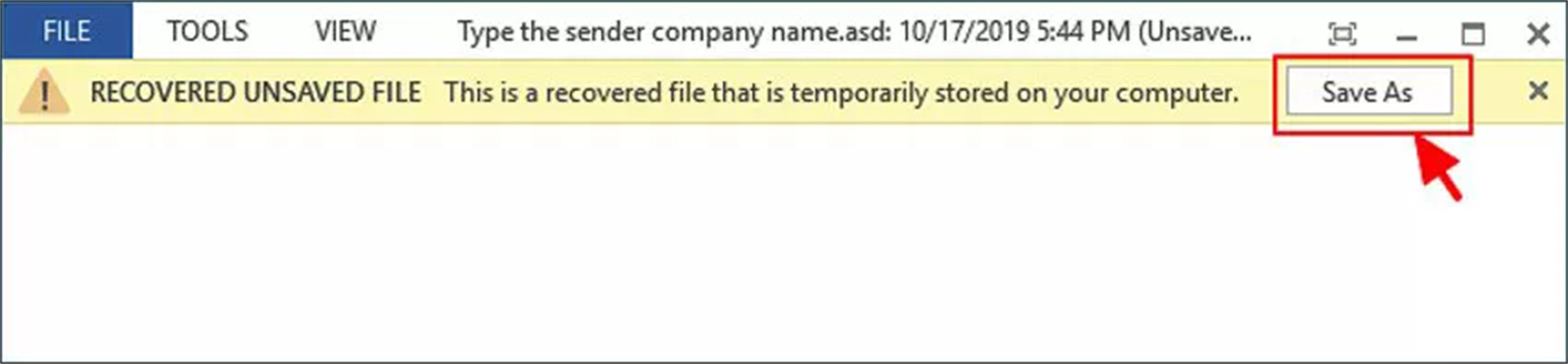 wiederhergestelltes Dokument speichern