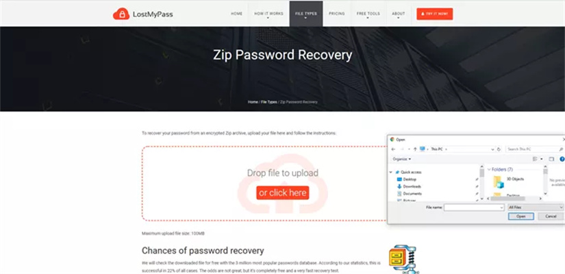 lostmypass -zip passwort online knacken