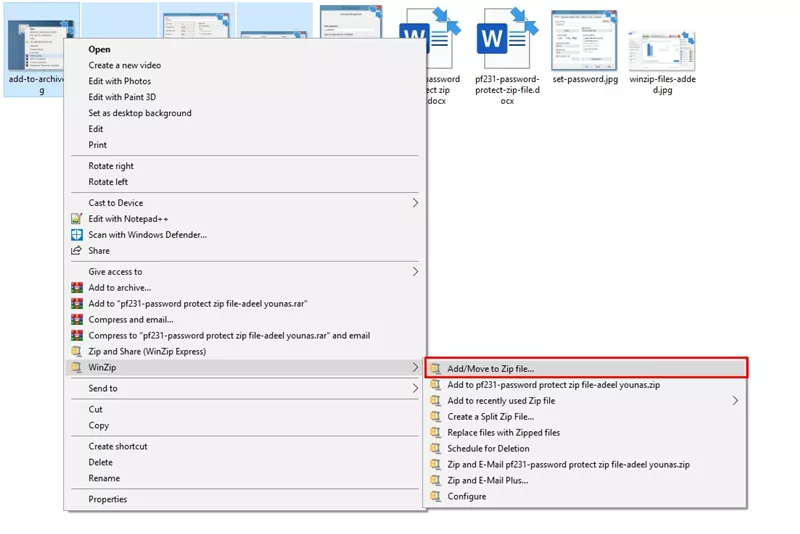 winzip datei hinzufuegen