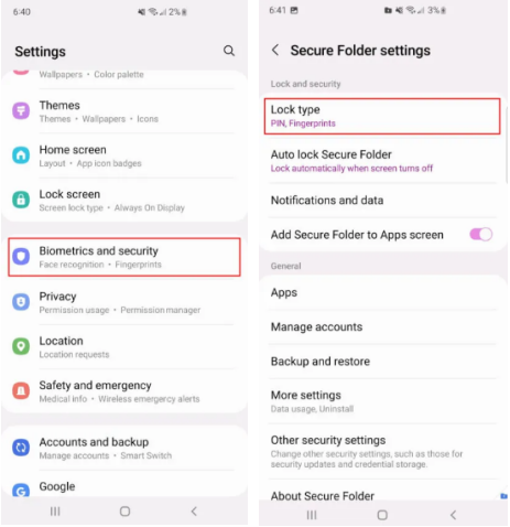 android mustersperre Vergessen