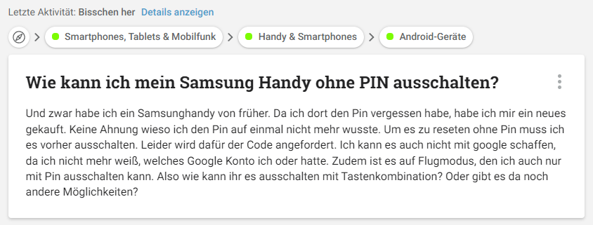 wie kann ich mein samsung handy ohne pin ausschalten